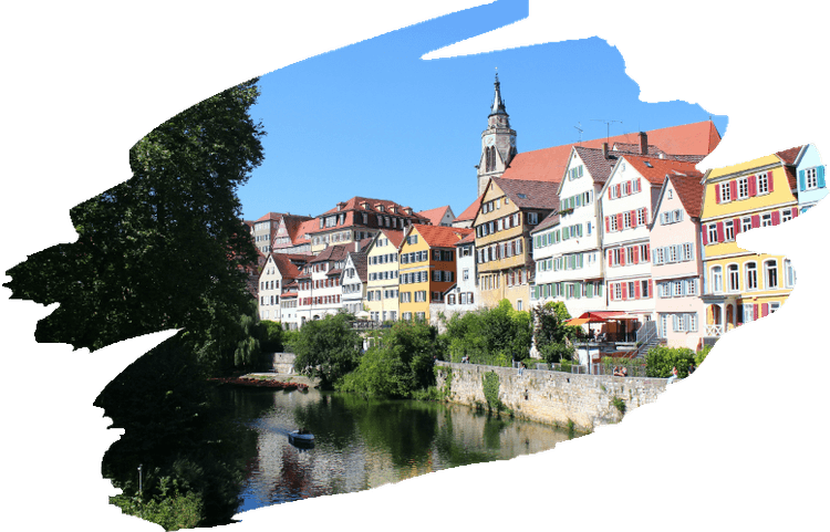 Bild der Tübinger Altstadt mit Sicht von der Neckarbrücke
